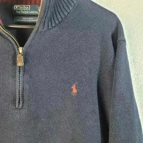 Vintage Polo By Ralph Lauren Exclusive Of Decoration Mock Neck Blue 1/4 Zip XL - Picture 3 of 9